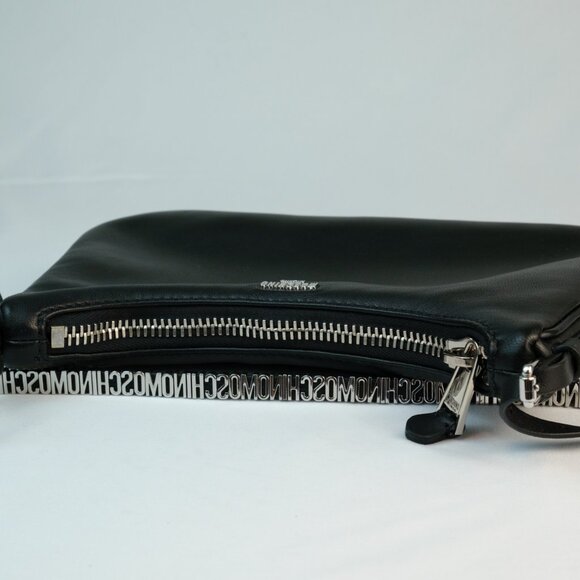 Moschino Small Lettering Shoulder Bag, Black Leather - Picture 5 of 8